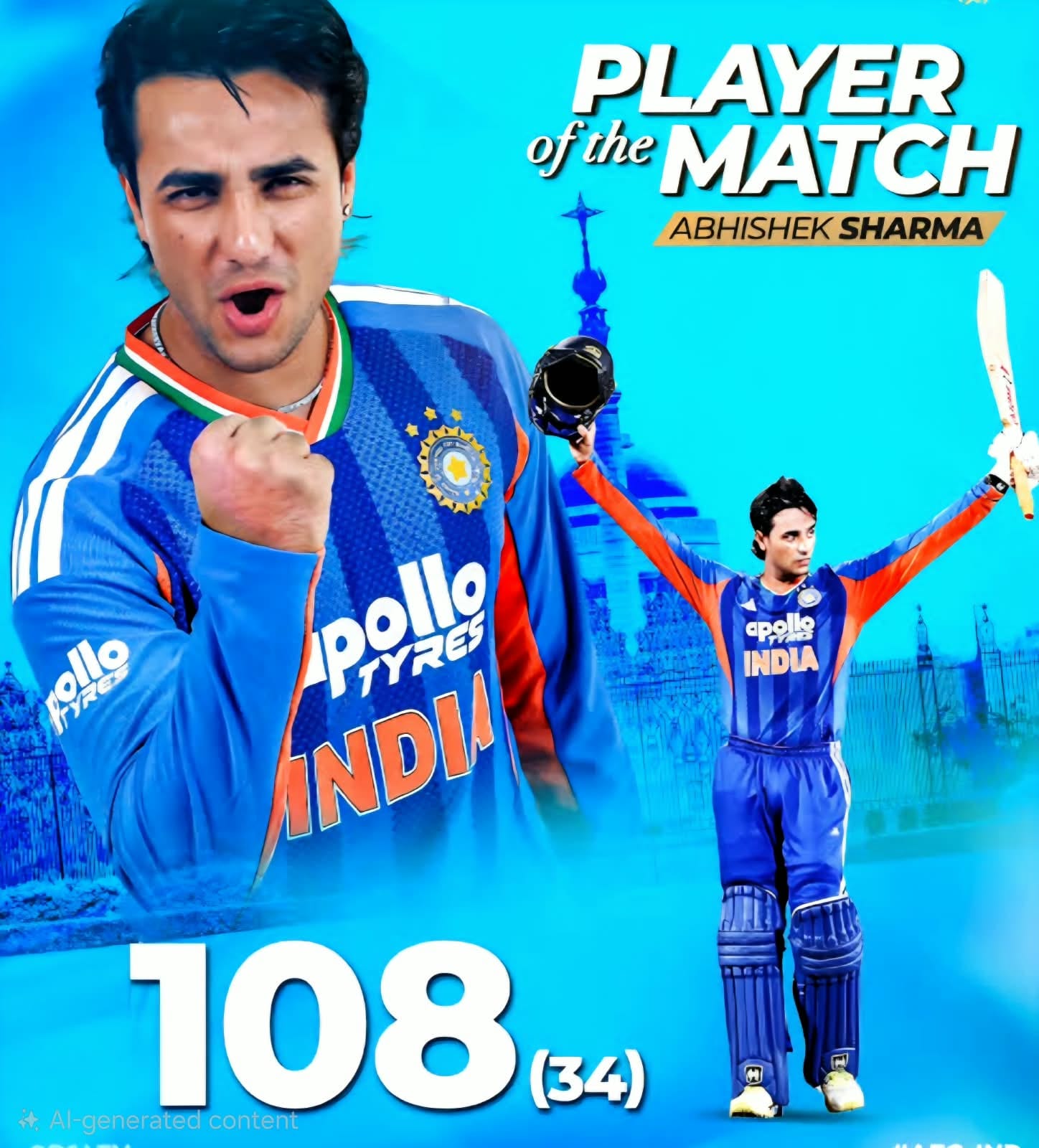 Abhishek Sharma makes history with 108 runs out of 34 balls!